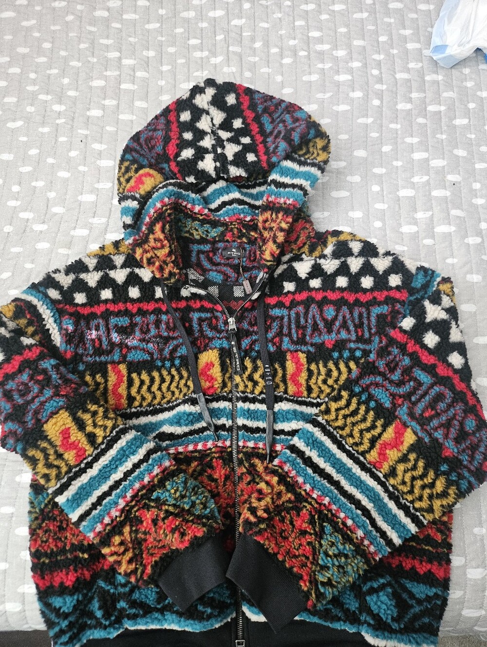 Etro Colorful Patterned Sherpa Zip Hoodie